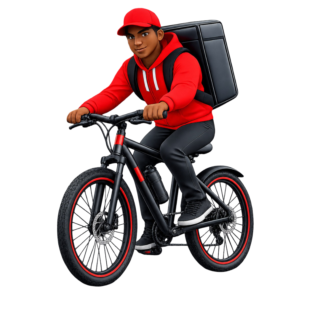 A Scoco courier riding a bike